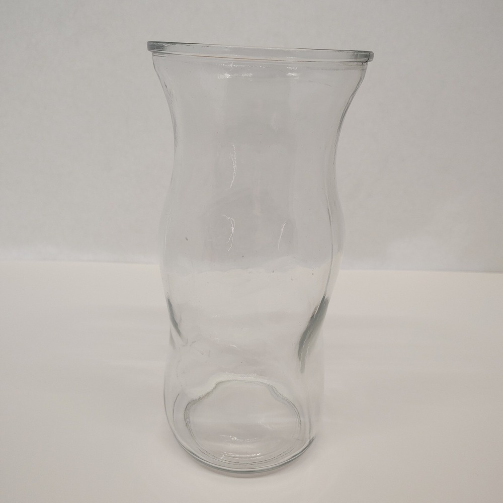Modern Wavy Design Clear Glass Vase 8"Tall Floral Arrangement Centerpiece Thick